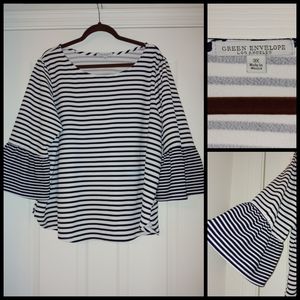 Green Envelope LA striped top